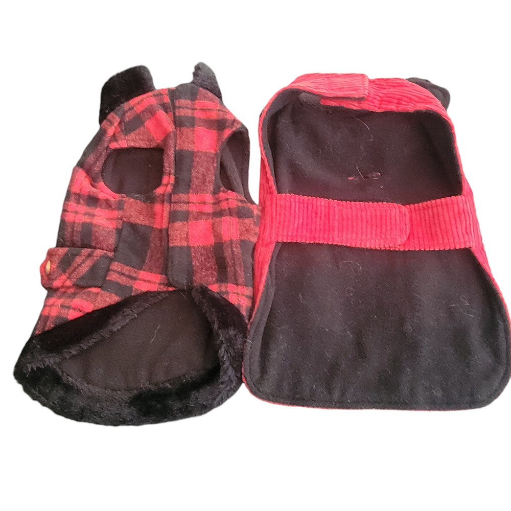 2 Dog Warm Fall Winter Coats or Sweaters Plaid and Corduroy Size Medium - Picture 5 of 7